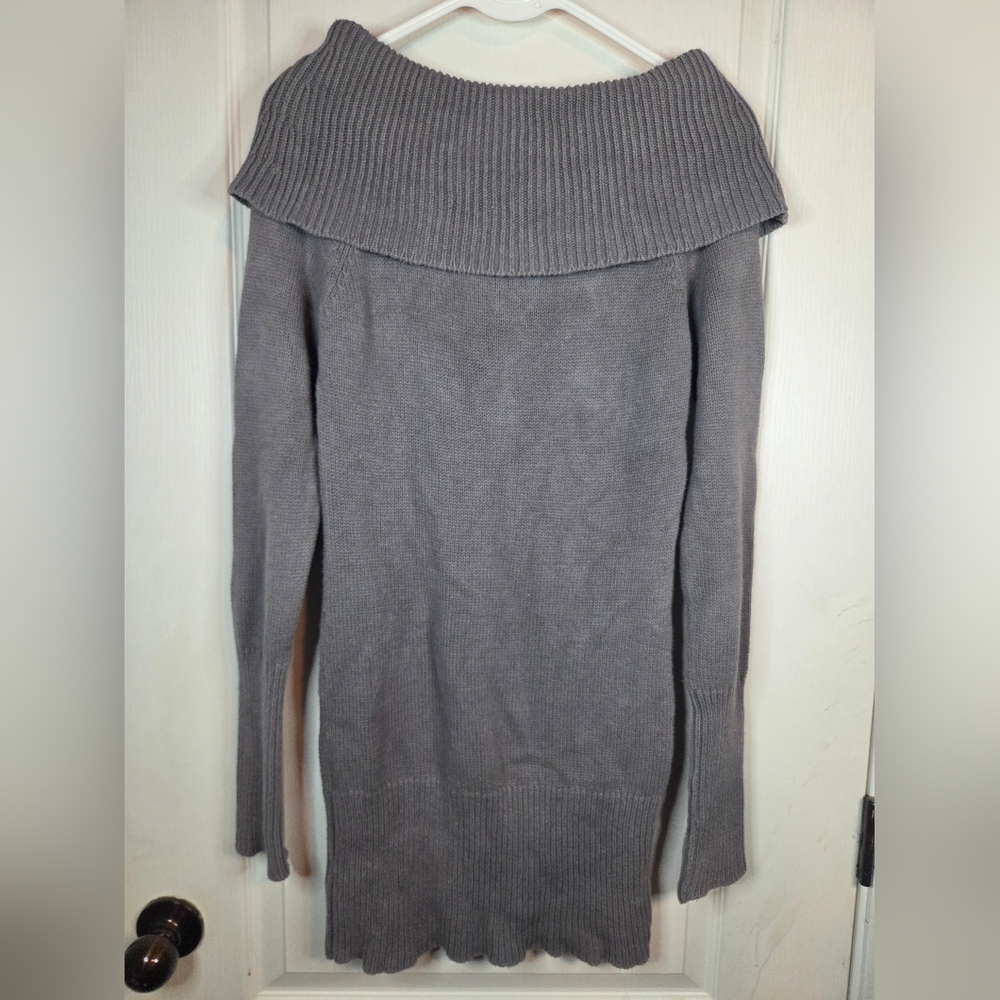 VTG Y2K Guess Charcoal Cowl Neck Sweater Dress Size Med. - Picture 6 of 11